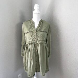 Zara Women Green Shirt Dress Medium